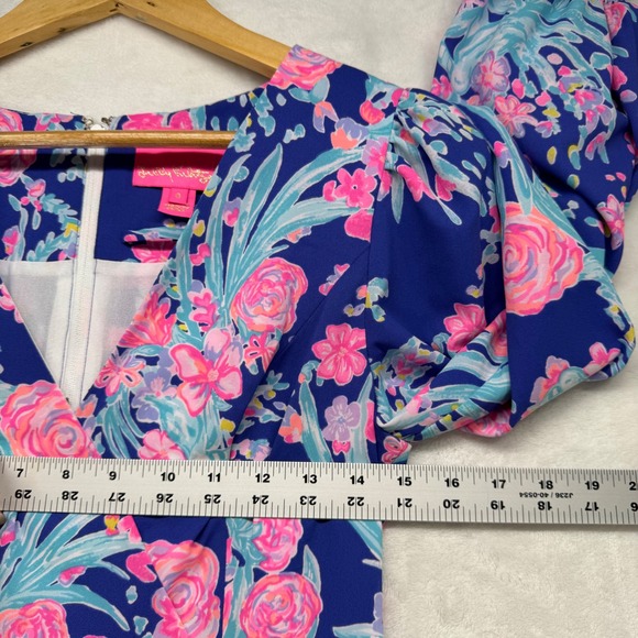Lilly Pulitzer Rosie Stretch Floral Long Sleeve Ruffle‎ Mini Dress Party Size 0 - Picture 2 of 13